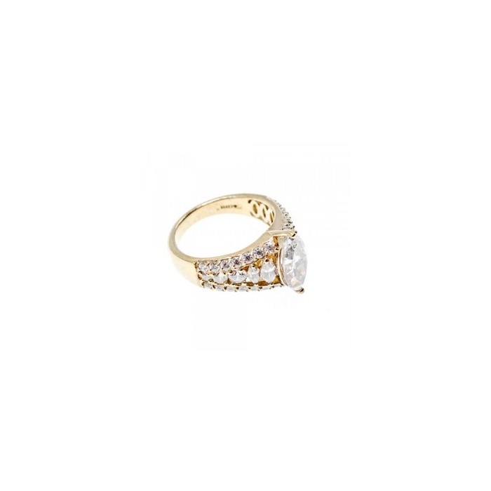 925 Sterling Silver Gold Plated CZ Ring Size 6.5