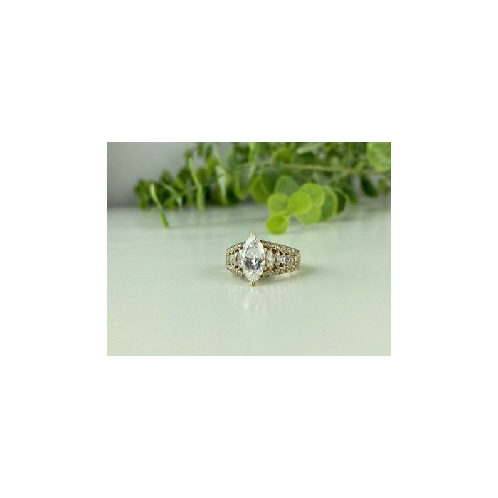 925 Sterling Silver Gold Plated CZ Ring Size 6.5