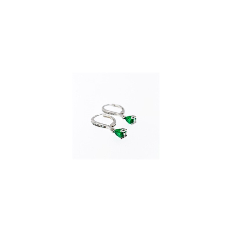925 Sterling Silver Emerald & CZ Earrings