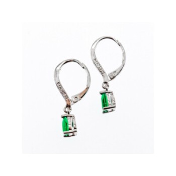 925 Sterling Silver Emerald & CZ Earrings