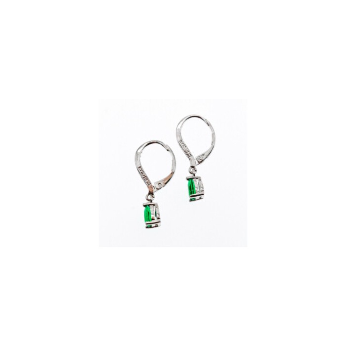 925 Sterling Silver Emerald & CZ Earrings