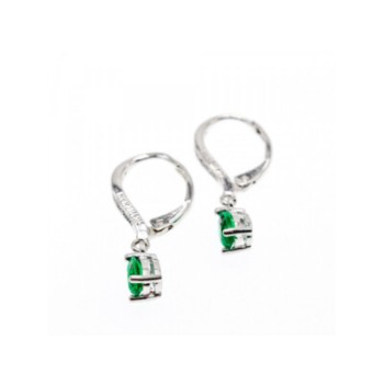 925 Sterling Silver Emerald & CZ Earrings
