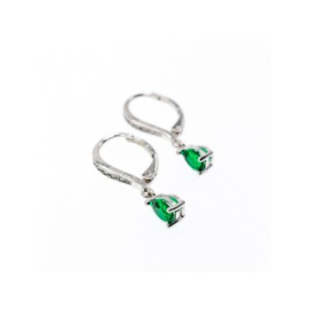 925 Sterling Silver Emerald & CZ Earrings