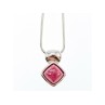 925 Sterling Silver Pink Agate Chain with Pendant Italy