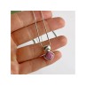 925 Sterling Silver Pink Agate Chain with Pendant Italy
