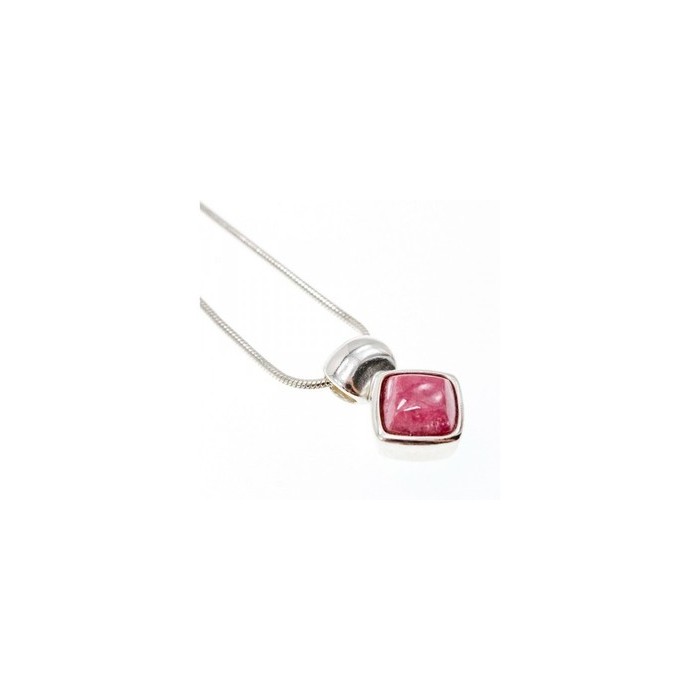 925 Sterling Silver Pink Agate Chain with Pendant Italy