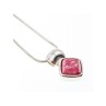 925 Sterling Silver Pink Agate Chain with Pendant Italy