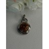 925 Sterling Silver Amber Carved Flower Pendant Length 1.25 Inch