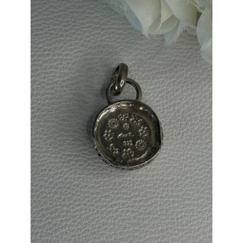 925 Sterling Silver Amber Carved Flower Pendant Length 1.25 Inch