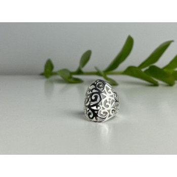 925 Sterling Silver Openwork Ring Size 7