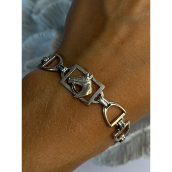 Vintage 925 Sterling Silver Horse Bracelet Length 7
