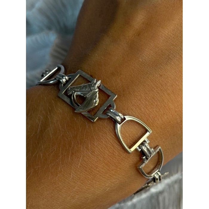 Vintage 925 Sterling Silver Horse Bracelet Length 7