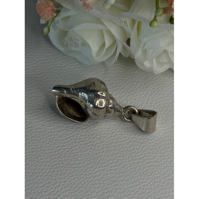 925 Sterling Silver Shell Pendant Length 1.80 Inch