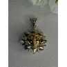 925 Sterling Silver Sun Gold Plated Face Italy Milor Pendant Length 1.60 Inch