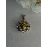 925 Sterling Silver Sun Gold Plated Face Italy Milor Pendant Length 1.60 Inch