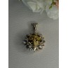 925 Sterling Silver Sun Gold Plated Face Italy Milor Pendant Length 1.60 Inch
