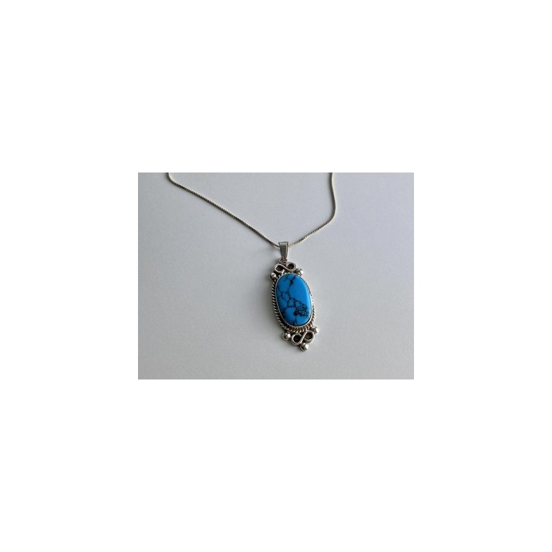 Vintage 925 Sterling Silver Turquoise Chain with Pendant