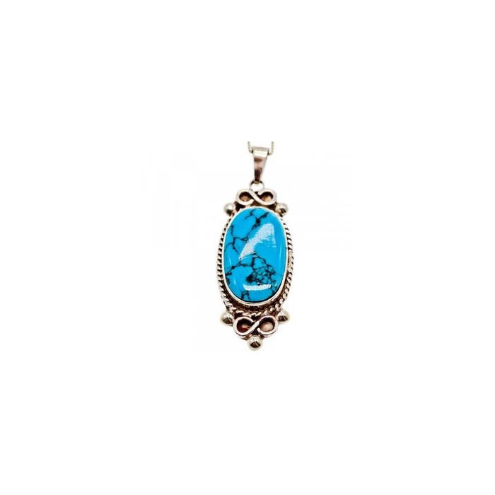 Vintage 925 Sterling Silver Turquoise Chain with Pendant