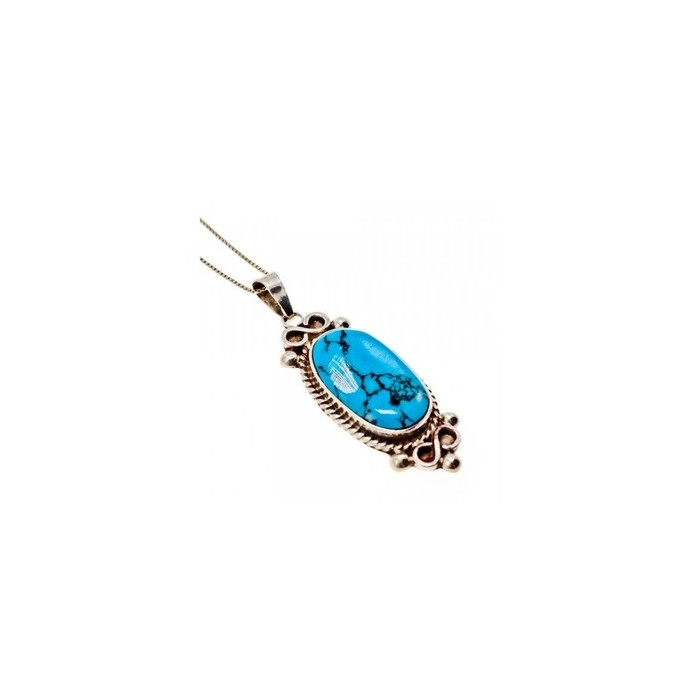 Vintage 925 Sterling Silver Turquoise Chain with Pendant