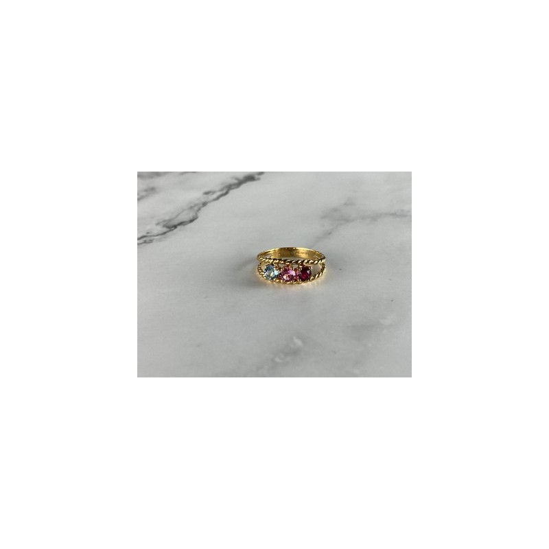 GOLD PLATED RING WITH MULTICOLOR CZ SIZE 6.5