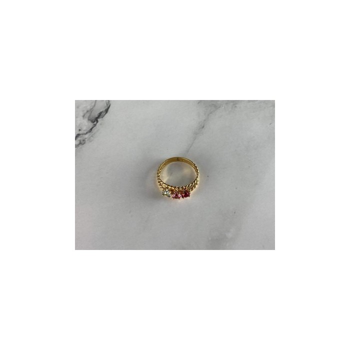 GOLD PLATED RING WITH MULTICOLOR CZ SIZE 6.5