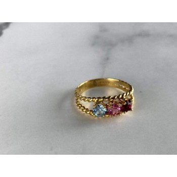 GOLD PLATED RING WITH MULTICOLOR CZ SIZE 6.5