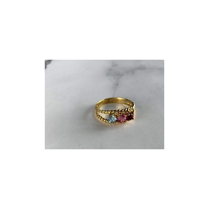 GOLD PLATED RING WITH MULTICOLOR CZ SIZE 6.5