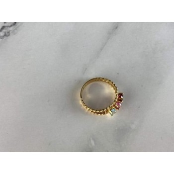 GOLD PLATED RING WITH MULTICOLOR CZ SIZE 6.5