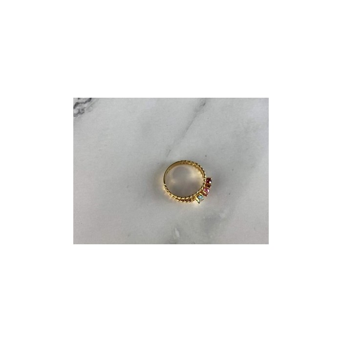 GOLD PLATED RING WITH MULTICOLOR CZ SIZE 6.5