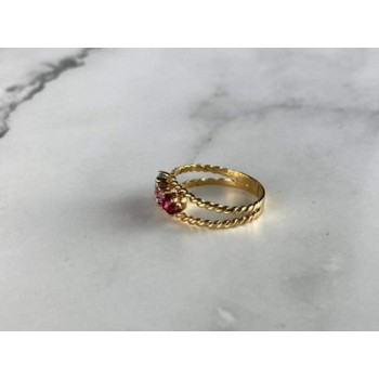 GOLD PLATED RING WITH MULTICOLOR CZ SIZE 6.5