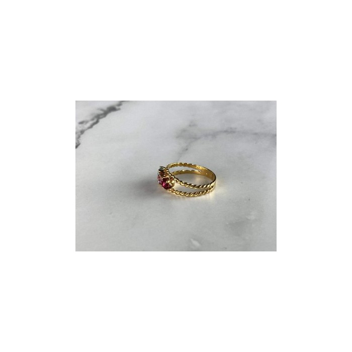 GOLD PLATED RING WITH MULTICOLOR CZ SIZE 6.5