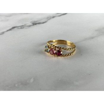 GOLD PLATED RING WITH MULTICOLOR CZ SIZE 6.5