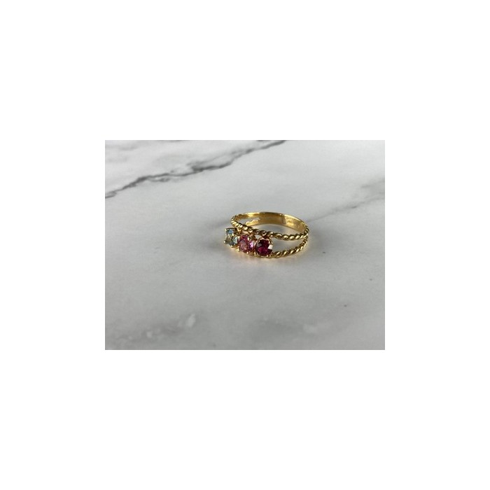 GOLD PLATED RING WITH MULTICOLOR CZ SIZE 6.5