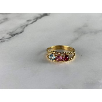 GOLD PLATED RING WITH MULTICOLOR CZ SIZE 6.5
