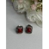 Vintage 925 Sterling Silver Carnelian Earrings Length 0.52 Inch