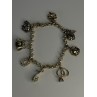 925 Sterling Silver Lovely Charms Sapphire CZ Bracelet Length 7