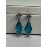 925 Sterling Silver Aquamarine & Moonstone Earrings Length 1.55 Inch