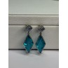 925 Sterling Silver Aquamarine & Moonstone Earrings Length 1.55 Inch