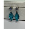 925 Sterling Silver Aquamarine & Moonstone Earrings Length 1.55 Inch