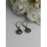 925 Sterling Silver Amethyst & Marcasite Earrings Length 1.12 Inch
