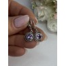 925 Sterling Silver Amethyst & Marcasite Earrings Length 1.12 Inch