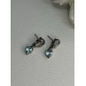 925 Sterling Silver Blue Topaz Heart Earrings Length 0.85 Inch