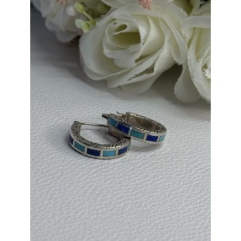 925 Sterling Silver Purple & Blue Agate Earrings Length 0.73 Inch