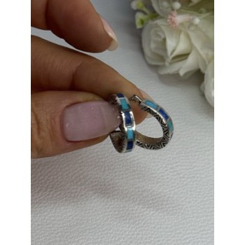 925 Sterling Silver Purple & Blue Agate Earrings Length 0.73 Inch