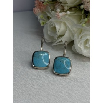 925 Sterling Silver Larimar Earrings Length 1.13 Inch