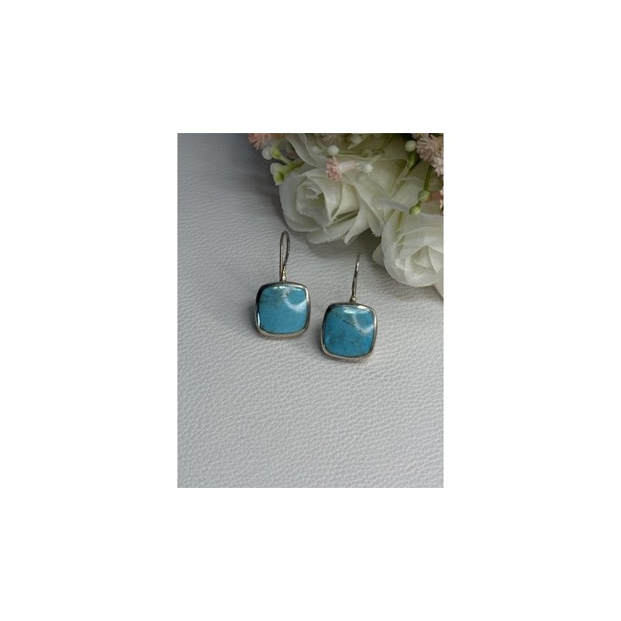 925 Sterling Silver Larimar Earrings Length 1.13 Inch