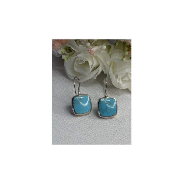 925 Sterling Silver Larimar Earrings Length 1.13 Inch