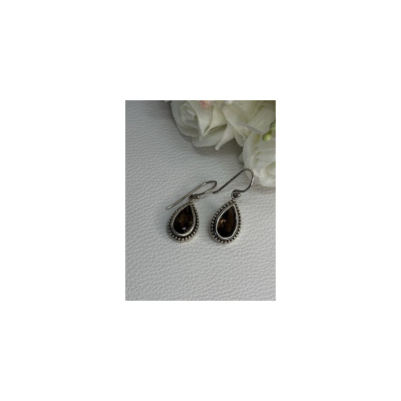 925 Sterling Silver Brown Tourmaline Earrings Length 1.30 Inch