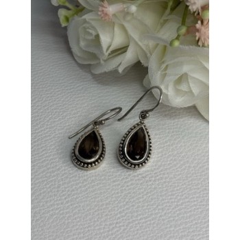 925 Sterling Silver Brown Tourmaline Earrings Length 1.30 Inch