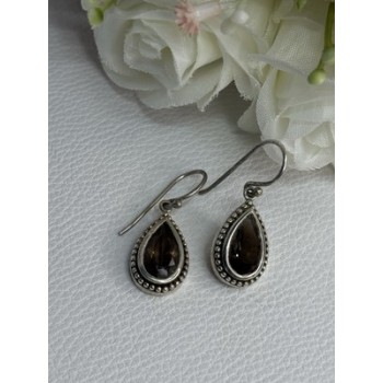 925 Sterling Silver Brown Tourmaline Earrings Length 1.30 Inch